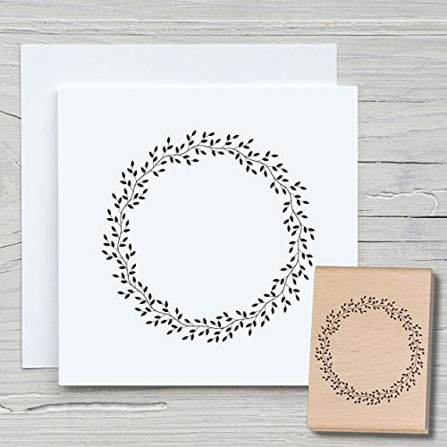 NEWSTAMPS Stempel Blätterkreisel Motivstempel groß aus Holz & Gummi zum Karten basteln, Holzstempel, Blumen, Pflanzen, Floral, Wiese, Gräser, Scrapbook, Textilstempel, Deko, Kinder