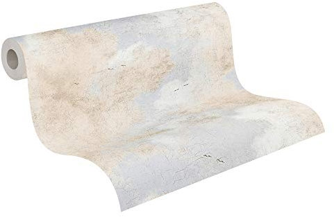 A.S. Création Vliestapete History of Art Tapete in Vintage Optik 10,05 m x 0,53 m creme weiß grau 376492 37649-2