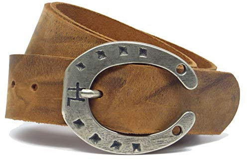 Kollektion Chrissys-in natur Ledergürtel mit Hufeisenschnalle 4 cm breit Büffelleder aus eigener Fertigung (95)