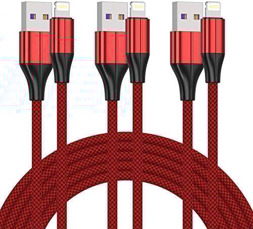 FEEL2NICE [MFi Certified Lightning Cable,3 Pack 1M iPhone Charger Cable & Data Sync Fast Nylon Braided Cord Compatible