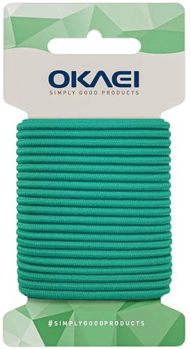 OKAEI Gummikordel 4mm x 5m - Hochwertiges Gummiseil in Grün, Flexibles Gummiband/Hutgummi/Rundgummi - Ideal für DIY Projekte und Handwerk