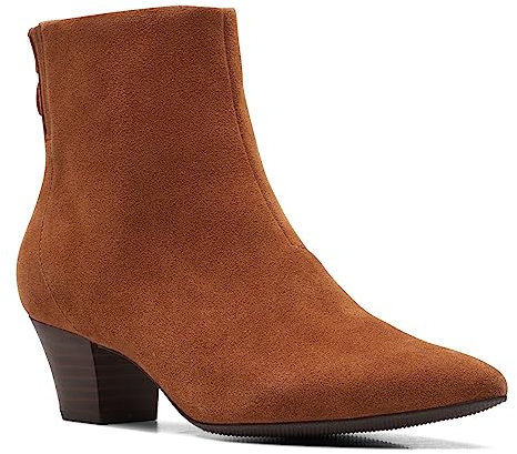 Clarks Stivale da Donna Teresa Fashion, Camoscio Marrone Scuro., 40.5 EU