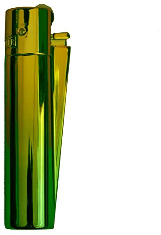 Clipper gelb-grünes metallic Gas-Feuerzeug (Gradient Green ICY) mit SOFORTGRAVUR +VORSCHAU: Gravur inklusive (Gasfeuerzeug, nachfüllbar)