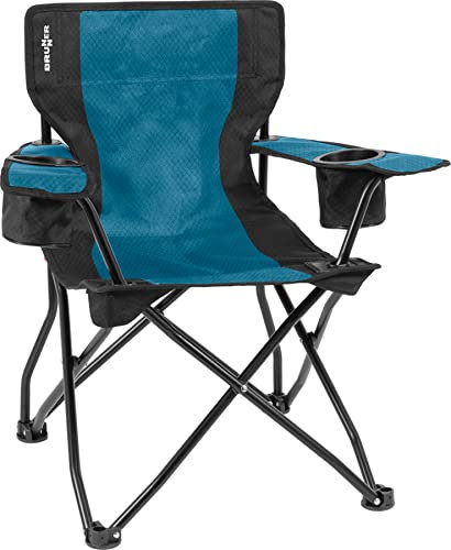 BRUNNER 0404038N.C55 Klappbarer Campingstuhl mit Breiten Armlehnen, hellblau/schwarz, Tragkraft 102 kg