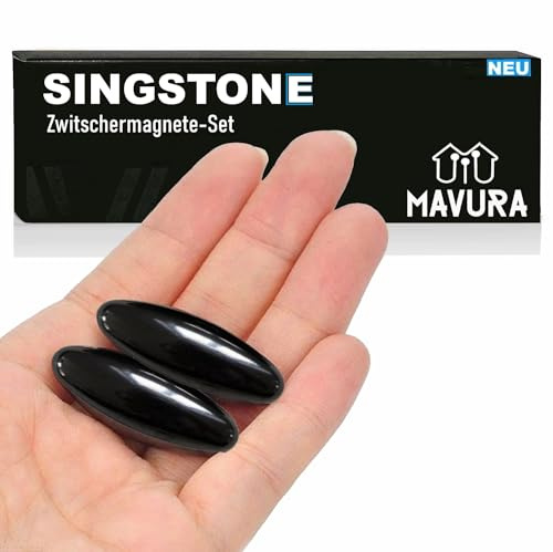 MAVURA SINGSTONE Zwitschermagnete Singende Zwitscher Magnete Rattle Snake Egg (Rattlesnake Eggs), Klangmagnete Magnetsteine Magnet Stein Anti Stress [4er Set]