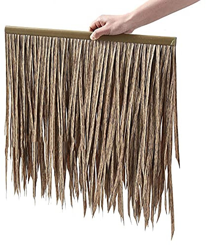 ZAKSEM Simulation Thatch Tile Roof Weatherproof Thatch Roof Artificial Plastic Tile - 0.5x0.5m/pcs For Tiki Bar Roof Gardens Patio Deck Gazebos Patio Sunshade Palm Roof (Size:2pcs,Color:Light Grey)