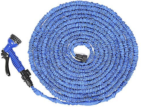 Gartenschlauch Flexibel, Flexibler Wasserschlauch 30m mit 7 Funktionen Brause für Rasenbewässerung, Haustierreinigung, Autowäsche (Blau)