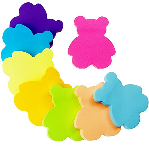 dogmoon Sticky Notes, 560Sheets 8 Colors Bear Shape Self Sticky Notes Pad, Bright Post Stickies, Super Sticky Notes Pad, Colour Sticky Notes for Office Home School Meeting(70mmx70mm)