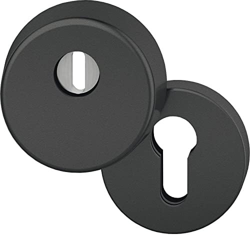 FSB 0 73 7395 01010 0810 Schutzrosette PZ mit Kernziehschutz, Sicherheitsrosette rund inkl. Gegenrosette, Aluminium schwarz, Silber