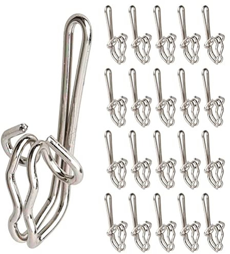 Kuou 100 Pcs Metal Curtain Hooks - Stainless Steel Drapery Hooks for Window & Door Curtains (Silver)