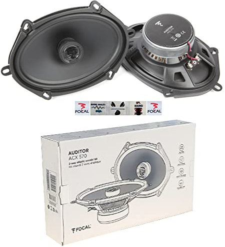 Kit Set for Focal Auditor ACX-570 ACX570 2 Speakers Coaxial 2-Way Oval 5 x 7 13 x 18 cm 130 x 180 mm 60 Watt RMS 120 Watt Max 4 Ohms per Pair + 5 Free Stickers