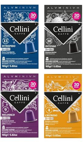 Café Cellini Capsules Aluminium Compatibles Nespresso* - Kit de dégustation 120pcs
