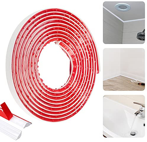 QINERSAW Moulure Autocollante Flexible 5m en PVC Blanc - Quart de Rond Étanche et Adhésif pour Joints de Mur