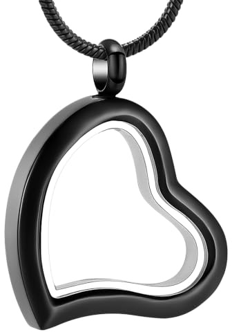 VCCWYQK Collier urne funéraire en forme de cœur en acier inoxydable pour cendres - Pendentif souvenir pour femme