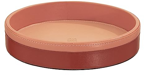 DuDu Svuotatasche da Ingresso Rotondo in Pelle, Vassoio Piccolo da 16cm Multicolore di Design, Oggetto Decorativo di Casa Cannella