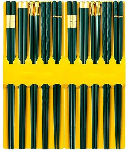 DOOKAA Bacchette Cinesi Bacchette Giapponesi Bacchette monouso riutilizzabili in Lega da 24 cm Antiscivolo Facili da Pulire Resistenti alle Alte temperaturebacchette Sushi(Color:10 Pairs,Size:)