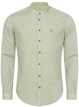 Nübler Trachtenhemd Herren - Langarm Hemden im Landhausstil, Regular Fit mit Ärmeln zum Hochkrempeln - Moderne bayerische Tracht, Hemd Peter Grün
