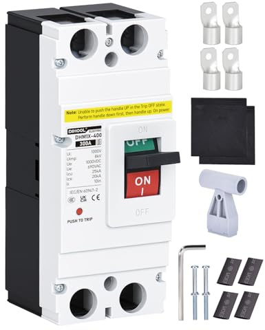 DIHOOL 300A DC Leitungsschutzschalter 2P 1000V mit Zubehör - Schalter für PV-Anlagen, Krananlagen | Polfrei, EN 60947-2, inkl. Montagezubehör