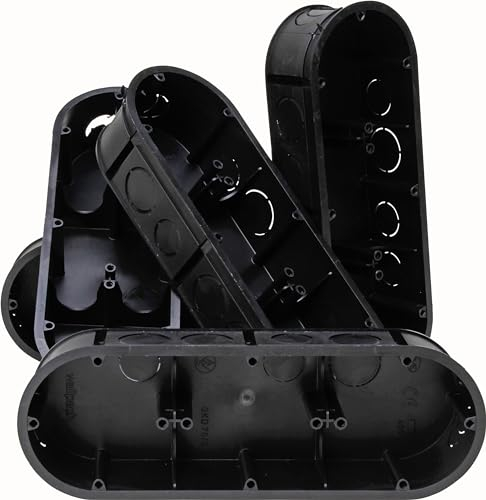 Kopp Verteilerkasten UP 3-fach, 212x70x41mm, schwarz, IP20, stapelbar, Standardschraubenabstand 60mm, Profipack: 5 Stück, 396700009