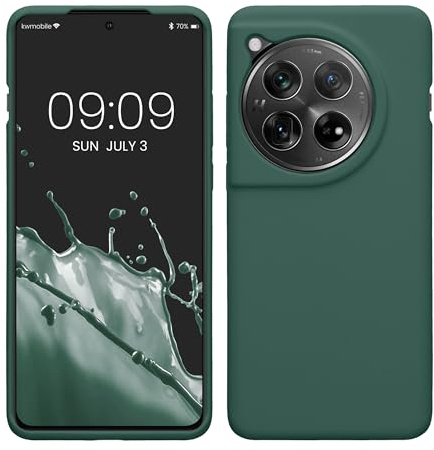 kwmobile Handyhülle für OnePlus 12 Hülle - Case Silikon - Kabelloses Laden - Schutzhülle Cover in Tannengrün