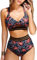 UMIPUBO Damen Bikini Bauchweg High Waist Push Up Bikini Sets Zurück Kreuzen Swimsuit Große Brüste Bademode Sexy Badeanzug Strandbikini(Mehrfarbig,L)