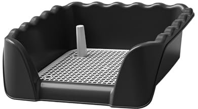 JISADER Inodoro para Perros con Valla elevada, Bandeja para IR al baño, Caja de Arena para Exteriores, Interiores, Animales pequeños, Cachorros, Otras, Negro