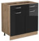 Vicco Meuble Cuisine R-Line, Noir Haute Brillance/Chêne de Force doré, 80 cm sans Plan de Travail