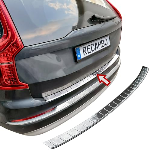 RECAMBO Ladekantenschutz Edelstahl Hochglanz poliert, Chrom Look - kompatibel für Volvo XC90 2 - BJ ab 2015 - Styling und Schutz für die Stoßstange