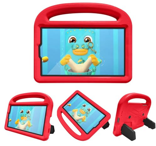BARALARIQIU Funda protectora para tablet Samsung Tab A7 Lite T220/T225 de 8.7 pulgadas, a prueba de golpes, suave, ligera, con asa, función atril, color rojo
