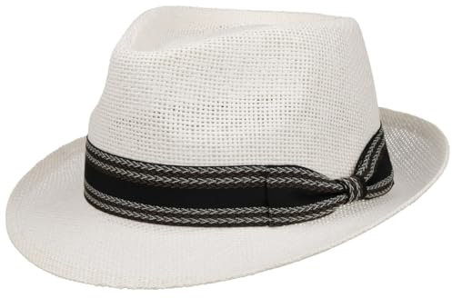 Lipodo Chapeau en Paille Montreal Trilby Femme/Homme - de Soleil Plage Été Printemps-été - M (56-57 cm) Blanc
