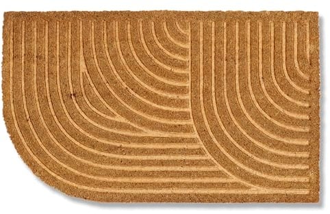 Moderne Fußmatte Haustür - Kokosmatte 45x75cm Abgerundet Natur - rutschfeste Schmutzfangmatte - Fussmatte innen - Türmatte überdachter Außenbereich
