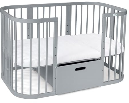 Waldin Schublade für 7in1 Babybett, Kinderbett, KEIN Bett, Grau