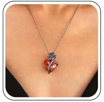 TseenYi Rubin Herz Anhänger Halskette Schwarz Rose Blume Herz Urne Halsketten Gothic Rotes Herz Kremation Halskette Rot Kristall Herz Liebe Anhänger Halskette Rose Wrap Herz Halskette