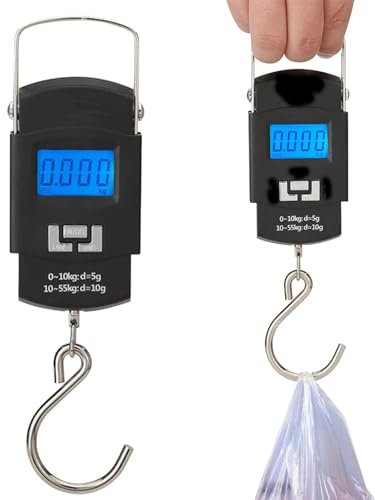 Della Mano Bilancia,Bilancia Digitale Pesa con Gancio,Bilancia Pesa Valigie Digitale Portatile,Bilancia per Pesci,Per bagagli,Pesca,Cucina,Con schermo LCD(Senza batteria)