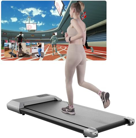 Raceable Walking Pad Leise, Lacuffy Laufband für Zuhause Max 136 kg APP Control, Laufband Schreibtisch mit Training Couses und AI Traininging