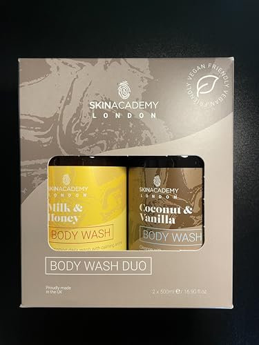 Skin Academy London Body Wash Twin Pack - Coconut & Vanilla + Milk & Honey
