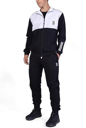 Juventus, Tuta da Casa da Uomo, Pigiama Homewear in Felpa Garzata, Felpa con Full Zip e Pantalone con Coulisse in Vita, con Logo Juventus Lato Cuore, Bianco, Taglia L