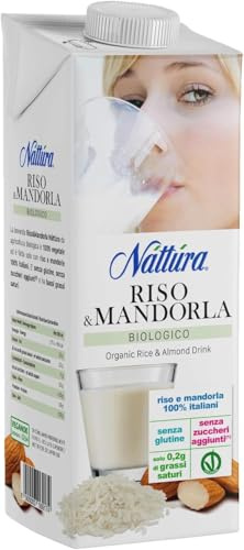NATTURA Bevanda di Riso e Mandorla Bio, Senza Zuccheri, Alta Digeribilità, Naturalmente Privo di Lattosio, Senza Glutine, di Bassi Grassi Saturi, Ingredienti 100% Italiani, Vegan, 1 L