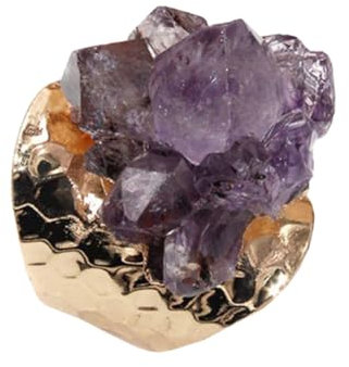DEARMAMY Bague Décorative Agate Violette Bague à Ouverture Réglable Élégante Pour Femme