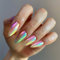 24pcs Medium Length False Nails Almond Press on Nails Iridescent Ombre Fake Nails Shimmer Stick on Nails Removable Glue-on Acrylic Full Cover Nails Women Girls Nail Art Accessories