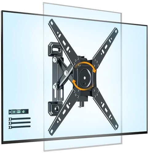 FORGING MOUNT Soporte TV Giratorio para TVs de 13-49 Pulgadas, Soporte de TV Giratorio para Pantallas Planas y Curvas, VESA 75x75-300x300mm, Soporta hasta 25kg, Soporte de Pared para Esquinas