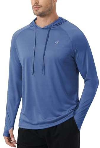 Tyhengta Men's Hoodie Long Sleeve UV Protection T-Shirt Lightweight Swimming Shirt Sun Protection Tops Hooded T-Shirt