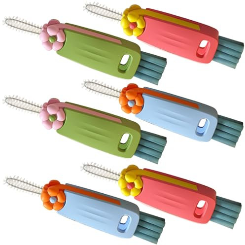 Cepillo de limpieza 3 en 1 para tapa de taza (6 piezas) – Cepillo de limpieza de botellas de agua, cepillo de limpieza portátil multifuncional para espacios reducidos, vasos y recipientes sellados de