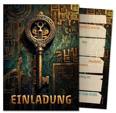 12 Einladungskarten zum Kindergeburtstag Escape Room Mädchen Jungen Jungs coole bunte Einladungen Geburtstag Kinder Jungsgeburtstag Mädchengeburtstag Detektiv Kinderparty Geburtstagseinladungen