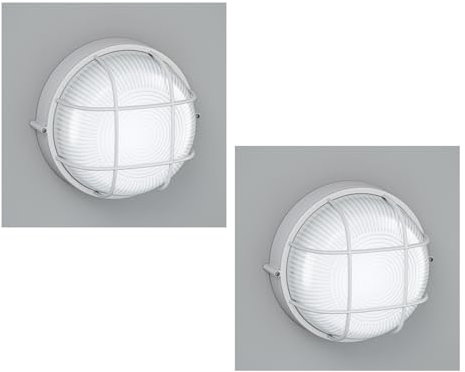 ledscom.de 2 Stück Feuchtraumleuchte, Kellerleuchte KERU, rund, weiß, IP44, inkl. GX53 LED, 560lm, weiß