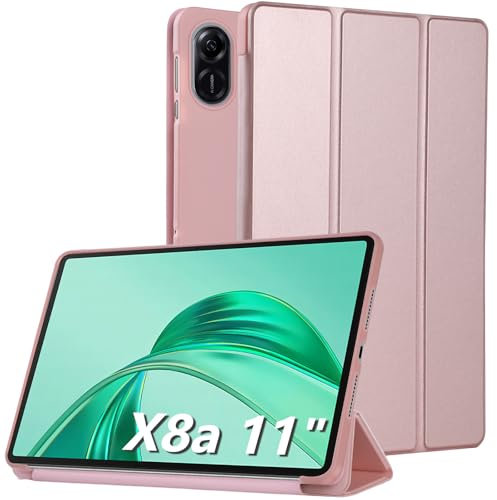 Bighan Case Compatible with Honor Pad X8a 11, Slim Smart Folio Trifold Stand with Auto/Sleep Tablet Case Rosegold