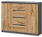 KUBUTKU Commode moderne - Buffet multifonction - Pour chambre à coucher, couloir, salon, bureau - Graphite/chêne Wotan - 120 x 97 x 40 cm - 2 portes et 4 tiroirs