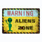 Warnschild Aliens Zone, Metallblech, exquisite Wandkunst, Dekor, inspirierendes Geschenk, positive Bestätigungen, Hängeschilder für Büro, Klassenzimmer, Zuhause, Wohnzimmer, Schlafzimmer,