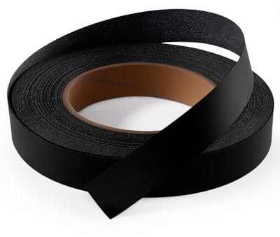 FAKILO Nastro per bordi in melamina, nero, 1,9 cm x 15,2 m, facile applicazione con ferro da stiro, per riparazioni di mobili in compensato, riparazione di mobili
