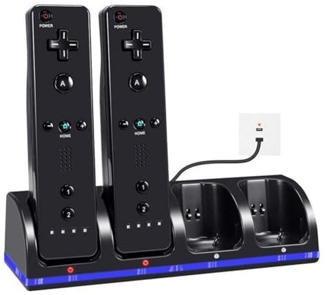 SHUZHENG 4 in 1 Charging Station for Wii&Wii U Remote Controller, Charger with 4 Rechargeable Battery Packs, 4 Port Charging Station+4PCS 2800mAh Replacement Batteries+USB Cable